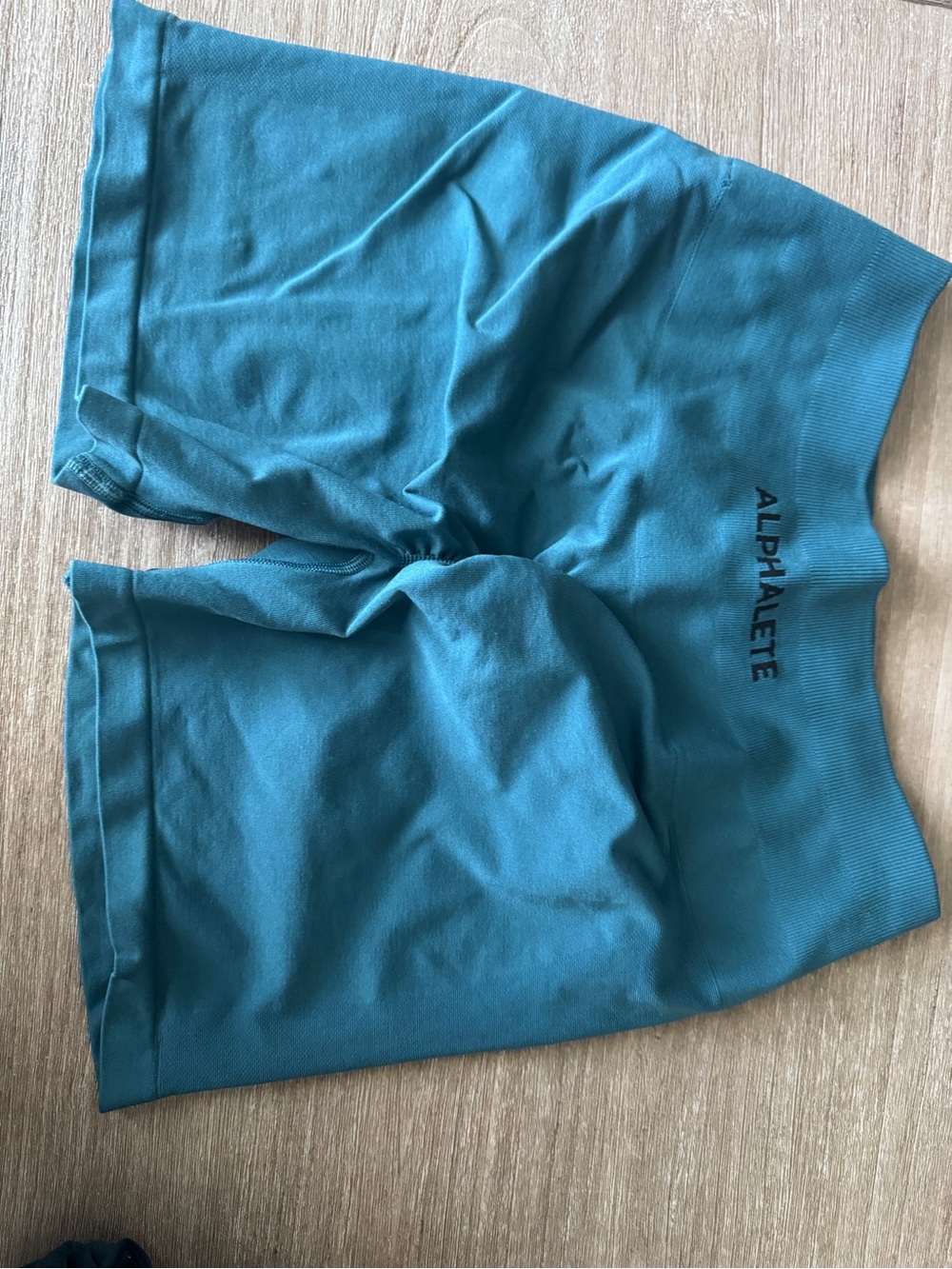 Alphalete Teal High-Rise Bike Shorts
